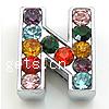 Zinc Alloy Letter Slide Charm, Letter N, with rhinestone, multi-colored, nickel, lead & cadmium free Approx 