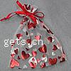 Organza Jewelry Pouches Bags, with heart pattern 