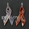 Awareness Ribbon Pendant, Lampwork, handmade, gold sand Approx 7mm 