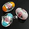 Silver Foil Lampwork Beads, Oval, with flower pattern Approx 1mm 