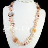 Agate Necklace, with Mixed Agate & Freshwater Pearl, brass spring ring clasp , 2mm, 16mm, 4-6mm, 6-7mm .6 Inch 