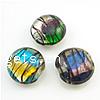 Rainbow Foil Lampwork Beads, Flat Round Approx 2mm 