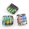 Rainbow Foil Lampwork Beads, Rectangle Approx 2mm 