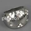 Rhinestone Zinc Alloy Finger Ring, dome ring, nickel, lead & cadmium free, 8#, 17x24x18mm,Sold by PC