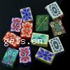 Polymer Clay Jewelry Beads, Rectangle, with flower pattern, mixed colors Approx 1mm 