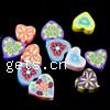 Polymer Clay Jewelry Beads, Heart, with flower pattern, mixed colors Approx 1mm 