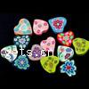 Polymer Clay Jewelry Beads, Heart, with flower pattern, mixed colors Approx 1.5mm 