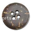 4 Hole Coconut Button, Coco, Flat Round, with flower pattern Approx 2mm 