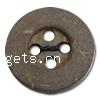 4 Hole Coconut Button, Coco, Flat Round Approx 2mm 