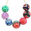 Round Polymer Clay Beads, with flower pattern, mixed colors, 12mm Approx 2mm 