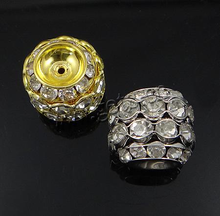 Espaciador de la forma rueda del diamante de imitación, metal, Tambor, chapado, con diamantes de imitación, más colores para la opción, 15x13mm, agujero:aproximado 1mm, Vendido por UD
