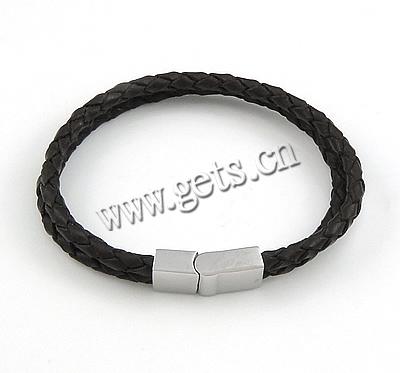 Bracelets de cuir de vachette, cuir de peau de vache, acier inoxydable 316 fermoir, longueur différente pour le choix, plus de couleurs à choisir, 22x10mm, 4mm, Vendu par brin