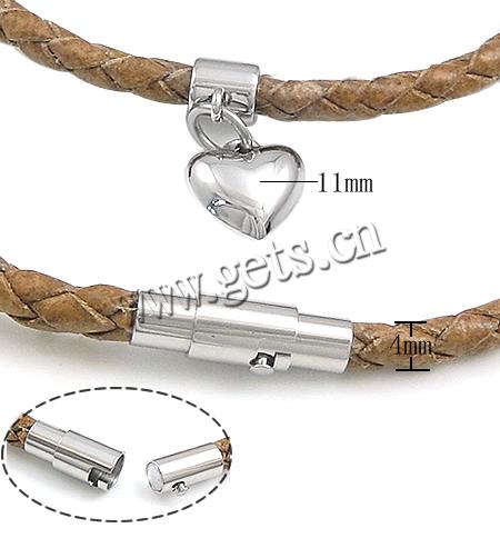Rindsleder-Armbänder, Kuhhaut, mit 316 Edelstahl, unterschiedliche Länge der Wahl, keine, 11mm, 4mm, verkauft von Strang