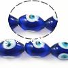 Evil Eye Lampwork Beads, Oval, blue Approx 1.5mm .6 Inch 
