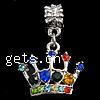Zinc Alloy European Pendants, Crown, plated, with rhinestone Approx 5mm 