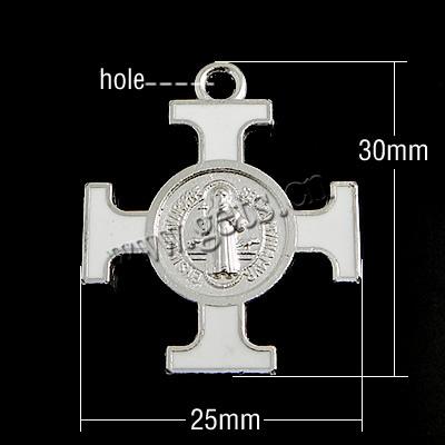 Zinc Alloy Cross Pendants, plated, enamel, more colors for choice, 30x25x3mm, Hole:Approx 2mm, Sold By PC