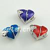 Enamel Zinc Alloy European Beads, Heart, plated, without troll & with rhinestone & large hole nickel, lead & cadmium free Approx 4mm 