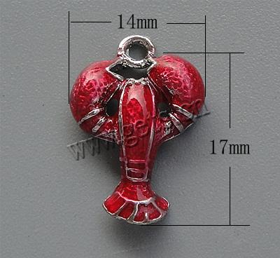 Zinc Alloy Enamel Pendants, Lobster, plated, more colors for choice, 17x14x4mm, Hole:Approx 2mm, Sold By PC