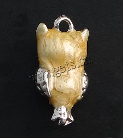 Pendentifs animaux en alliage de zinc, hibou, Placage, émail & avec strass, plus de couleurs à choisir, 22.5x11.5x6mm, Trou:Environ 2mm, Vendu par PC