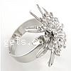 Iron Flower Ring Base, plated, adjustable Approx 2mm, US Ring .5 