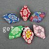 Polymer Clay Jewelry Beads, Rhombus, with flower pattern, mixed colors Approx 2mm 
