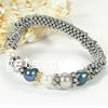 pulseras de perlas de aleación de zinc, Perlas cultivadas de agua dulce, con diamantes de imitación, 7-8mm,8mm,10mm, longitud:7.5 Inch, Vendido por Sarta