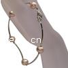Perlen Armbänder, Natürliche kultivierte Süßwasserperlen, Messing Karabinerverschluss, 7-8mm, Länge:7.5 ZollInch, verkauft von Strang
