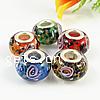 Silver Plated Double Core Lampwork European Beads, Rondelle, silver color plated, cupronickel double core without troll Approx 5mm 