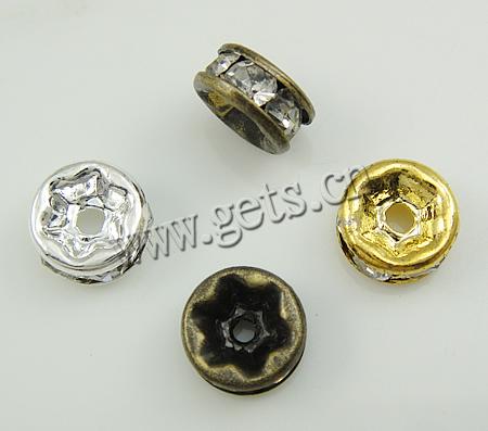 Rondelle Rhinestone Spacer, Brass, plated, with Mideast rhinestone, more colors for choice, 5mm, 100PCs/Bag, Sold By Bag