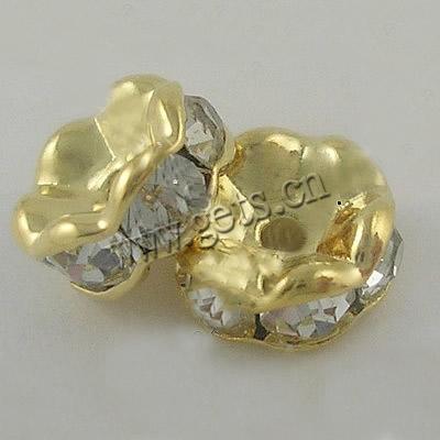 Wave Rondelle Rhinestone Spacer, Brass, plated, with Mideast rhinestone, more colors for choice, 4mm, Hole:Approx 1mm, 100PCs/Bag, Sold By Bag