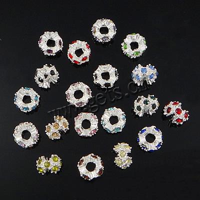 Wave Rondelle Rhinestone Spacer, with Zinc Alloy, Flat Round, plated, more colors for choice, 12x9mm, Hole:Approx 5mm, Sold By PC