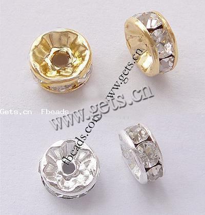 Rondelle Rhinestone Spacer, Brass, plated, with Mideast rhinestone, more colors for choice, Grade A, 12mm, 100PCs/Bag, Sold By Bag