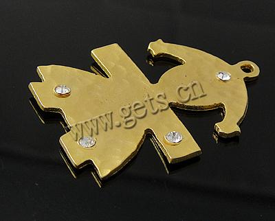 動物形の真鍮製ペンダント, 銅, キャラクター, メッキ, ライン石のある, 無色, 50x37x1.5mm, 穴:約 2.5mm, 売り手 パソコン