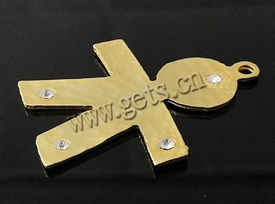 動物形の真鍮製ペンダント, 銅, キャラクター, メッキ, ライン石のある, 無色, 48.5x39.5x1.2mm, 穴:約 3mm, 売り手 パソコン