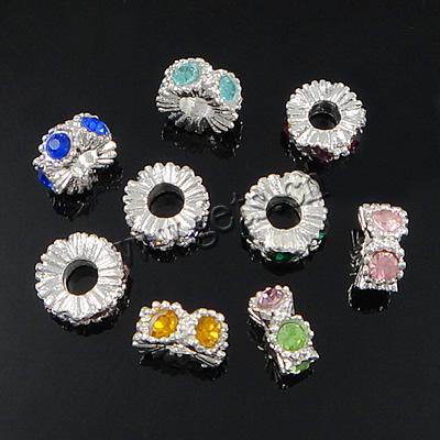 Wave Rondelle Rhinestone Spacer, with Zinc Alloy, Flat Round, plated, more colors for choice, 13x6mm, Hole:Approx 5mm, Sold By PC