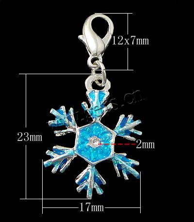 Lobster Clasp Christmas Charm, Zinc Alloy, brass lobster clasp, Flower, plated, more colors for choice, 12X7mm, 23x17x4mm, Sold By PC