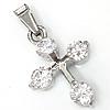 Cubic Zirconia Stainless Steel Pendant, with 316 Stainless Steel, Cross, Grade AAA Approx 