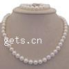 Conjuntos de joyería perlas de agua dulce natural, Perlas cultivadas de agua dulce, pulsera & collar, 8-9mm, longitud:16.5 Inch, 7.5 Inch, Vendido por Set