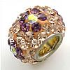 Rhinestone European Beads, Clay Pave, silver color plated, with 84 pcs rhinestone & brass single core without troll & with Czech rhinestone Approx 4.6mm 