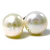 Freshwater Pearl Stud Earring, brass post pin, Dome, white, 6mm 
