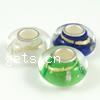 Silver Plated Single Core Lampwork European Beads, Rondelle, cupronickel single core without troll & gold foil Approx 4.5mm 