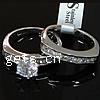 Cubic Zirconia Stainless Steel Finger Ring, 316 Stainless Steel, for couple & with cubic zirconia, Grade AAA  
