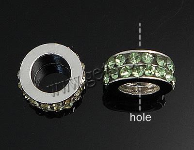Donut Rhinestone Spacer, diamantes de imitación, con aleación de zinc, Redondo aplanado, chapado, más colores para la opción, 10x10x5mm, agujero:aproximado 6mm, Vendido por UD
