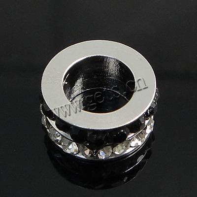 Donut Rhinestone Spacer, diamantes de imitación, con aleación de zinc, Redondo aplanado, chapado, más colores para la opción, 10x10x5mm, agujero:aproximado 6mm, Vendido por UD