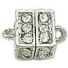 Zinc Alloy Magnetic Clasp, Cube, plated, with rhinestone & single-strand Approx 1.2mm 