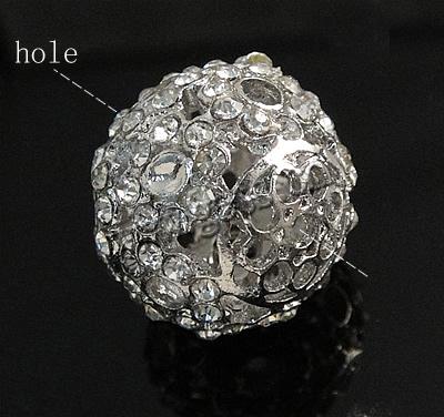 Ball Rhinestone Spacer, Round, plated, Customized & with Mideast rhinestone, more colors for choice, 20x18mm, Hole:Approx 2mm, Sold By PC