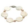 Freshwater Shell Bracelet, with Freshwater Pearl, Flat Round, 6-7mm,12mm .5 Inch 