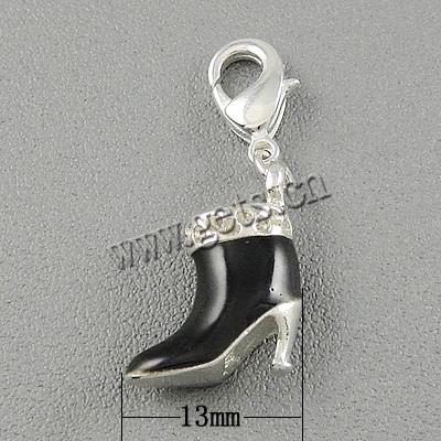 Pendentifs émail, alliage de zinc, laiton fermoir homard, chaussures, Plaquage normal, plus de couleurs à choisir, 13x13x6mm, Longueur:Environ 1.2 pouce, Vendu par PC