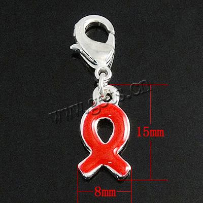 Awareness Ribbon Pendant, Zinc Alloy, brass lobster clasp, plated, more colors for choice, 15x8x2mm, Length:Approx 1 Inch, Sold By PC