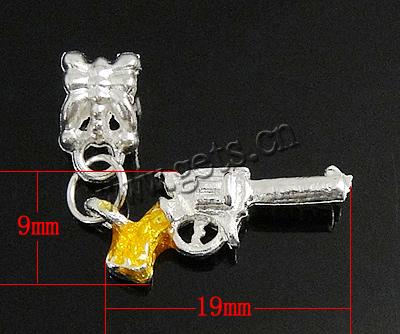 Zinc Alloy European Pendants, Gun, plated, enamel, more colors for choice, 19x9x5mm, Hole:Approx 5mm, Sold By PC